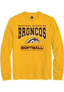 Rally Western Michigan Broncos Gold Softball Long Sleeve T Shirt