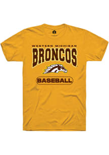 Rally Western Michigan Broncos Gold Baseball Short Sleeve T Shirt