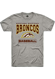Rally Western Michigan Broncos Grey Baseball Short Sleeve T Shirt