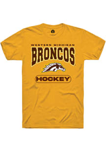 Rally Western Michigan Broncos Gold Hockey Short Sleeve T Shirt
