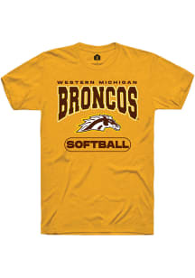 Rally Western Michigan Broncos Gold Softball Short Sleeve T Shirt