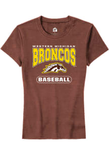 Rally Western Michigan Broncos Womens Brown Baseball Short Sleeve T-Shirt