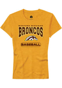Rally Western Michigan Broncos Womens Gold Baseball Short Sleeve T-Shirt