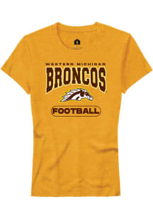 Rally Western Michigan Broncos Womens Gold Football Short Sleeve T-Shirt