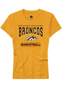 Rally Western Michigan Broncos Womens Gold Basketball Short Sleeve T-Shirt