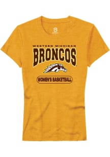 Rally Western Michigan Broncos Womens Gold Womens Basketball Short Sleeve T-Shirt