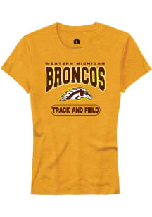 Rally Western Michigan Broncos Womens Gold Track and Field Short Sleeve T-Shirt
