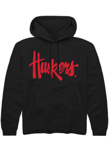 Youth Nebraska Cornhuskers Black Rally Alt Logo Long Sleeve Hooded Sweatshirt