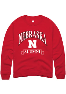 Mens Nebraska Cornhuskers Red Rally Alumni Banner Crew Sweatshirt