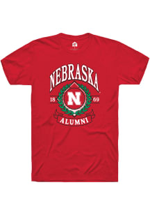 Nebraska Cornhuskers Red Rally Alumni Wreath Short Sleeve T Shirt