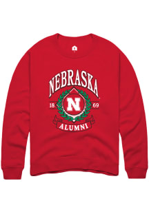 Mens Nebraska Cornhuskers Red Rally Alumni Wreath Crew Sweatshirt