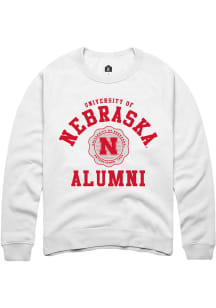 Mens Nebraska Cornhuskers White Rally Alumni Arch Crew Sweatshirt
