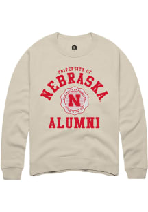 Rally Nebraska Cornhuskers Mens Ivory Alumni Arch Long Sleeve Crew Sweatshirt
