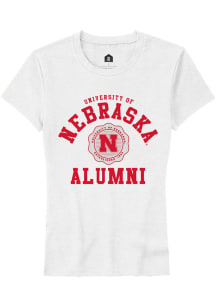 Rally Nebraska Cornhuskers Womens White Alumni Arch Short Sleeve T-Shirt