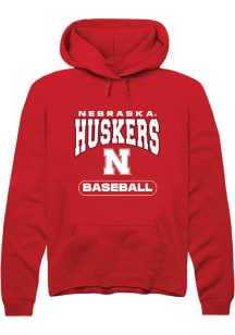 Mens Nebraska Cornhuskers Red Rally Baseball Graphic Hooded Sweatshirt