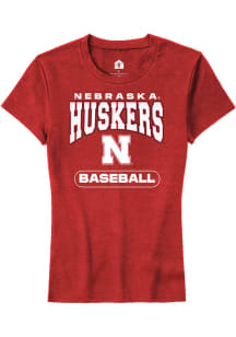 Rally Nebraska Cornhuskers Womens Red Baseball Short Sleeve T-Shirt