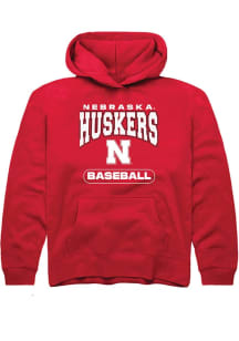 Youth Nebraska Cornhuskers Red Rally Baseball Long Sleeve Hooded Sweatshirt