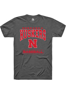 Nebraska Cornhuskers Charcoal Rally Baseball Short Sleeve T Shirt