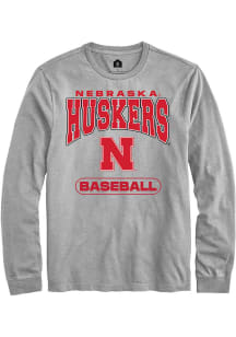Rally Nebraska Cornhuskers Grey Baseball Long Sleeve T Shirt