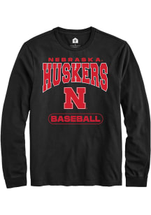 Rally Nebraska Cornhuskers Black Baseball Long Sleeve T Shirt