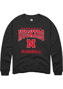 Rally Nebraska Cornhuskers Mens Black Baseball Long Sleeve Crew Sweatshirt