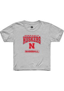 Rally Nebraska Cornhuskers Youth Grey Baseball Short Sleeve T-Shirt