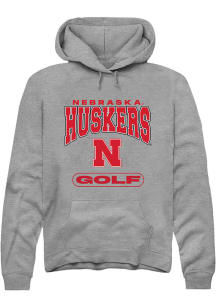 Rally Nebraska Cornhuskers Mens Grey Golf Long Sleeve Hoodie