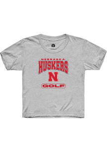 Rally Nebraska Cornhuskers Youth Grey Golf Short Sleeve T-Shirt