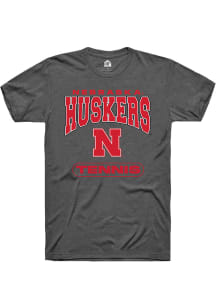 Rally Nebraska Cornhuskers Charcoal Tennis Short Sleeve T Shirt