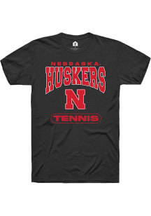 Rally Nebraska Cornhuskers Black Tennis Short Sleeve T Shirt