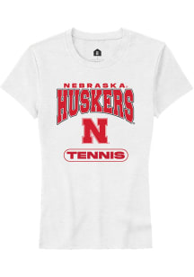 Rally Nebraska Cornhuskers Womens White Tennis Short Sleeve T-Shirt
