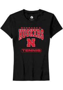 Rally Nebraska Cornhuskers Womens Black Tennis Short Sleeve T-Shirt