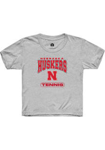 Rally Nebraska Cornhuskers Youth Grey Tennis Short Sleeve T-Shirt