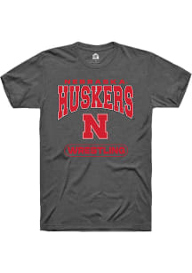 Rally Nebraska Cornhuskers Charcoal Wrestling Short Sleeve T Shirt