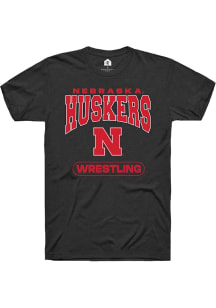 Nebraska Cornhuskers Black Rally Wrestling Short Sleeve T Shirt