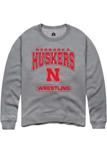 Mens Nebraska Cornhuskers Grey Rally Wrestling Crew Sweatshirt