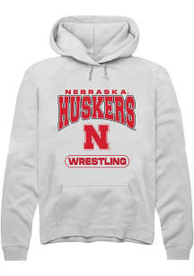 Mens Nebraska Cornhuskers White Rally Wrestling Hooded Sweatshirt