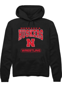 Mens Nebraska Cornhuskers Black Rally Wrestling Hooded Sweatshirt