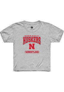 Youth Nebraska Cornhuskers Grey Rally Wrestling Short Sleeve T-Shirt