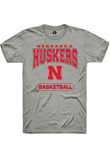 Nebraska Cornhuskers Grey Rally Basketball Short Sleeve T Shirt