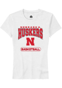 Rally Nebraska Cornhuskers Womens White Basketball Short Sleeve T-Shirt