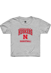 Rally Nebraska Cornhuskers Youth Grey Basketball Short Sleeve T-Shirt