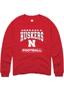 Rally Nebraska Cornhuskers Mens Red Football Long Sleeve Crew Sweatshirt