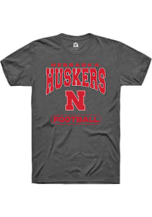 Rally Nebraska Cornhuskers Charcoal Football Short Sleeve T Shirt