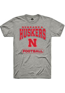 Rally Nebraska Cornhuskers Grey Football Short Sleeve T Shirt