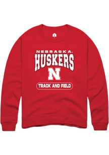 Rally Nebraska Cornhuskers Mens Red Track and Field Long Sleeve Crew Sweatshirt