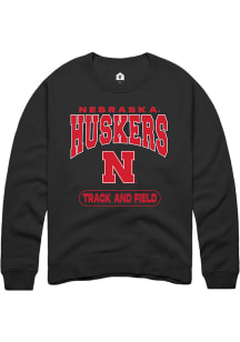 Rally Nebraska Cornhuskers Mens Black Track and Field Long Sleeve Crew Sweatshirt