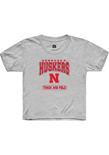 Rally Nebraska Cornhuskers Youth Grey Track and Field Short Sleeve T-Shirt