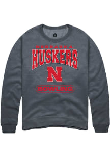 Mens Nebraska Cornhuskers Charcoal Rally Bowling Crew Sweatshirt