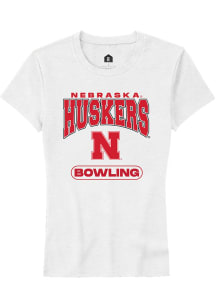 Rally Nebraska Cornhuskers Womens White Bowling Short Sleeve T-Shirt